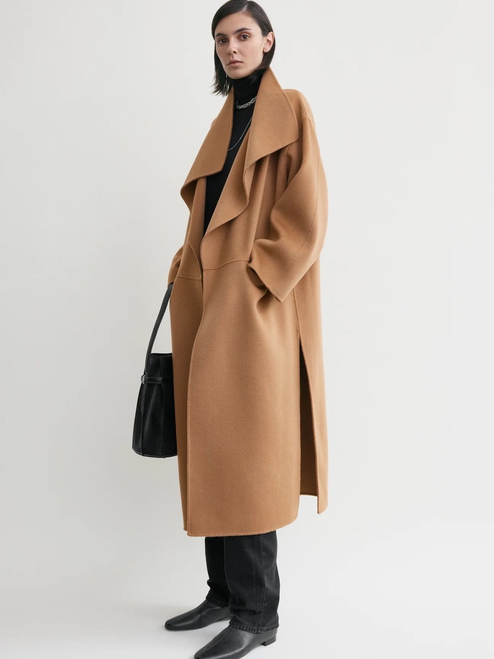 Toteme Brown Draped Wool Coat - Picture 8 of 8